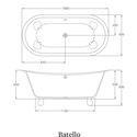 Baignoire sur pied Batello N10CS 169x80 cm, 151 Litres