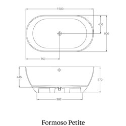 Baignoire ilot Formoso Petite N1ACS 150x80 cm, 218 Litres