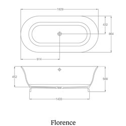 Baignoire Florenza N23CS 182,8x86,4 cm, 245 Litres