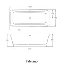 Baignoire ilot Palermo Grande N5CCS 179x75 cm, 261 Litres