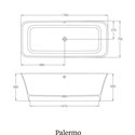 Baignoire ilot Palermo Grande N5CCS 179x75 cm, 261 Litres