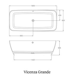 Baignoire Vicenza Grande N7DCS 180x80 cm, 294.5 Litres