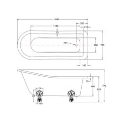 Baignoire Harewood E1 169x73 cm 125 Litres