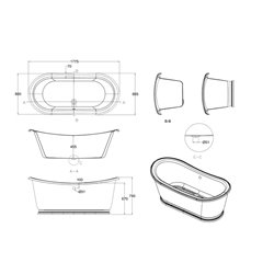 Baignoire Admiral ET6C 177,5x88,5 cm, 175 Litres