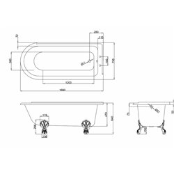 Baignoire Douche Kensington E14 169x75 cm, version droite 138 Litres