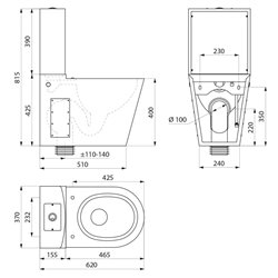 WC MONOBLOCO S21 Avec réservoir Noir mat