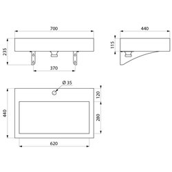 Lavabo AQUEDUTO Mural Ø35 mm suspendu