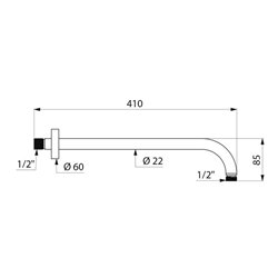 Bras de douche Horizontal 1/2"