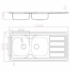 Evier Sinope EV6321VE Longueur 1200 mm