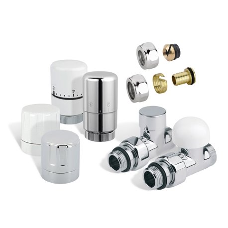 Kit raccordement classique droit Tête thermostatique chrome