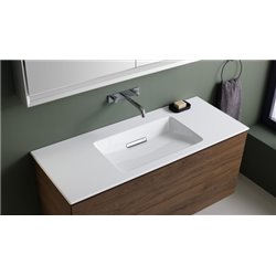 Lavabo ONE 120 cm, sans trop-plein cache blanc brillant