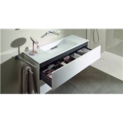 Lavabo ONE 105 cm, trop-plein dissimulé cache chromé brossé