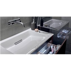 Lavabo ONE 75 cm, trop-plein dissimulé cache chromé brillant