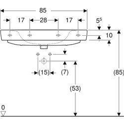 Lavabo Renova Plan 85 cm 1 trou robinetterie et sans trop-plein