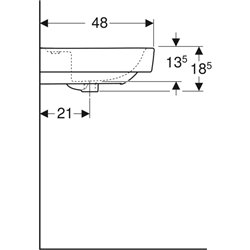 Lavabo Renova Plan 85 cm 1 trou robinetterie et sans trop-plein