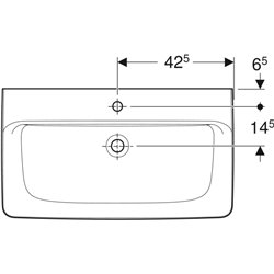 Lavabo Renova Plan 85 cm 1 trou robinetterie et sans trop-plein