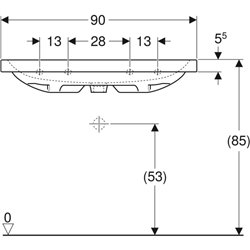 Lavabo Icon Light 90 cm sans trou robinetterie et 1 trop-plein