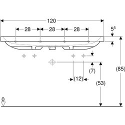 Lavabo Icon Light 120 cm 2 trous robinetterie et 1 trop-plein