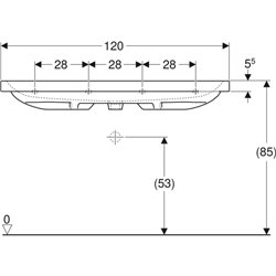 Lavabo Icon Light 120 cm sans trou robinetterie et 1 trop-plein