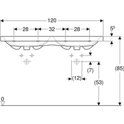 Lavabo Icon Light 120 cm 1 trou robinetterie et 1 trop-plein