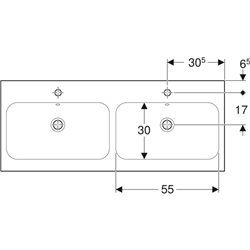 Lavabo Icon Light 120 cm 1 trou robinetterie et 1 trop-plein