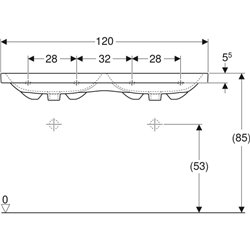 Lavabo Icon Light 120 cm sans trou robinetterie et 1 trop-plein