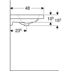 Lavabo Icon Light 120 cm sans trou robinetterie et 1 trop-plein