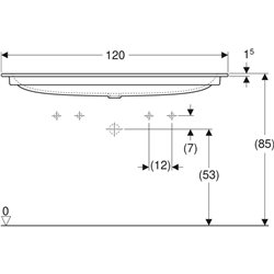 Lavabo Icon Light 120 cm 2 trous robinetterie et sans trop-plein