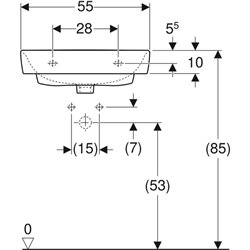 Lavabo Renova Plan 55 cm 1 trou robinetterie et sans trop-plein