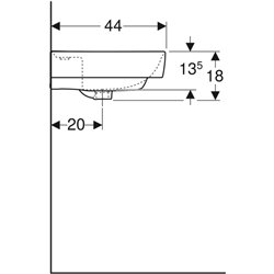 Lavabo Renova Plan 55 cm 1 trou robinetterie et sans trop-plein