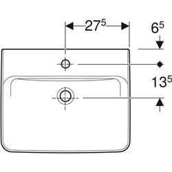 Lavabo Renova Plan 55 cm 1 trou robinetterie et sans trop-plein