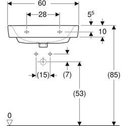 Lavabo Renova Plan 60 cm 1 trou robinetterie et sans trop-plein