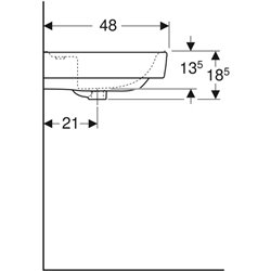 Lavabo Renova Plan 60 cm 1 trou robinetterie et sans trop-plein