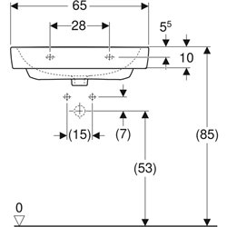Lavabo Renova Plan 65 cm 1 trou robinetterie et sans trop-plein