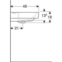 Lavabo Renova Plan 65 cm 1 trou robinetterie et sans trop-plein