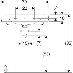Lavabo Renova Plan 70 cm 1 trou robinetterie et 1 trop-plein
