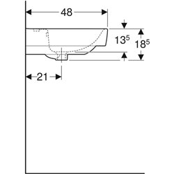 Lavabo Renova Plan 90 cm 1 trou robinetterie et 1 trop-plein
