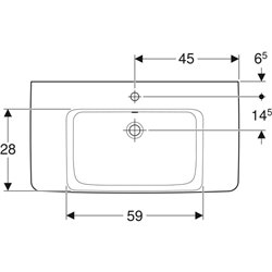 Lavabo Renova Plan 90 cm 1 trou robinetterie et 1 trop-plein