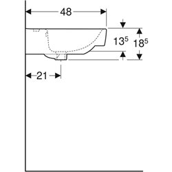 Lavabo Renova Plan 130 cm 1 trou robinetterie et 1 trop-plein