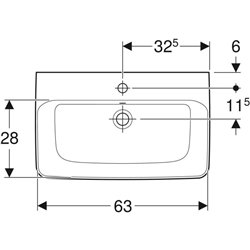 Lavabo Renova Compact 65 cm 1 trou robinetterie et 1 trop-plein