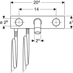 Robinetterie lavabo ONE 116.464.21.1 design rond, 205 mm à encastrer