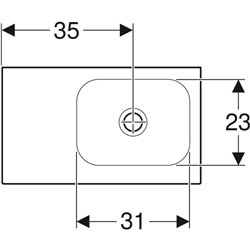 Lave-mains Icon Light 53 cm cuve à droite, sans trou