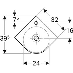 Lave-mains Renova Compact 45 cm avec trop-plein