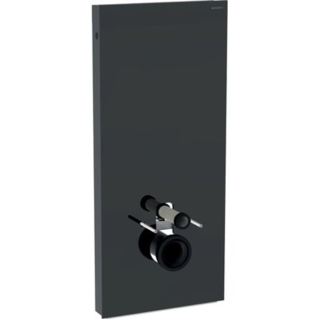 Panneau sanitaire Monolith WC suspendu Verre gris velouté/aluminium chromé noir 114 cm Panneau sanitaire Monolith WC suspendu Verre gris velouté/aluminium chromé noir 114 cm