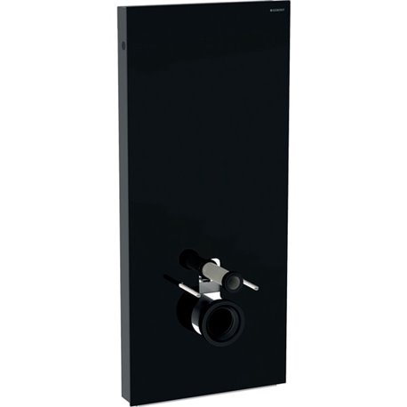 Panneau sanitaire Monolith WC suspendu Verre noir/aluminium chromé noir 114 cm Panneau sanitaire Monolith WC suspendu Verre noir/aluminium chromé noir 114 cm