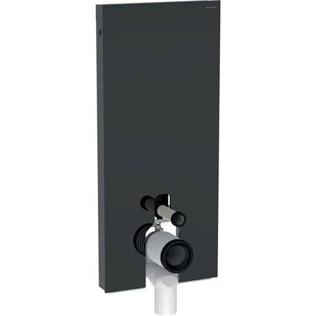 Panneau sanitaire Monolith WC au sol verre gris velouté/aluminium chromé noir 114 cm Panneau sanitaire Monolith WC au sol verre gris velouté/aluminium chromé noir 114 cm