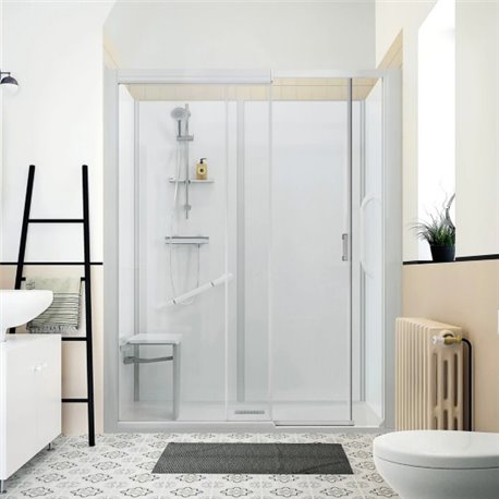 Cabine de douche Kinemagic Sérénité Thermostatique en niche à porte 160/195 x 69/86 cm verre transparent