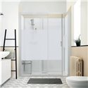 Cabine de douche Kinemagic Sérénité Thermostatique en niche à porte 100/117 x 69/86 cm verre bande centrale dépolie