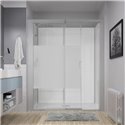 Cabine de douche Kinemagic Design Thermostatique en niche porte coulissante 140/157 x 79/86 cm verre bande centrale dépolie