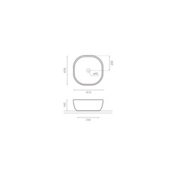Vasque Olea Square 410x410 mm Sans trop plein